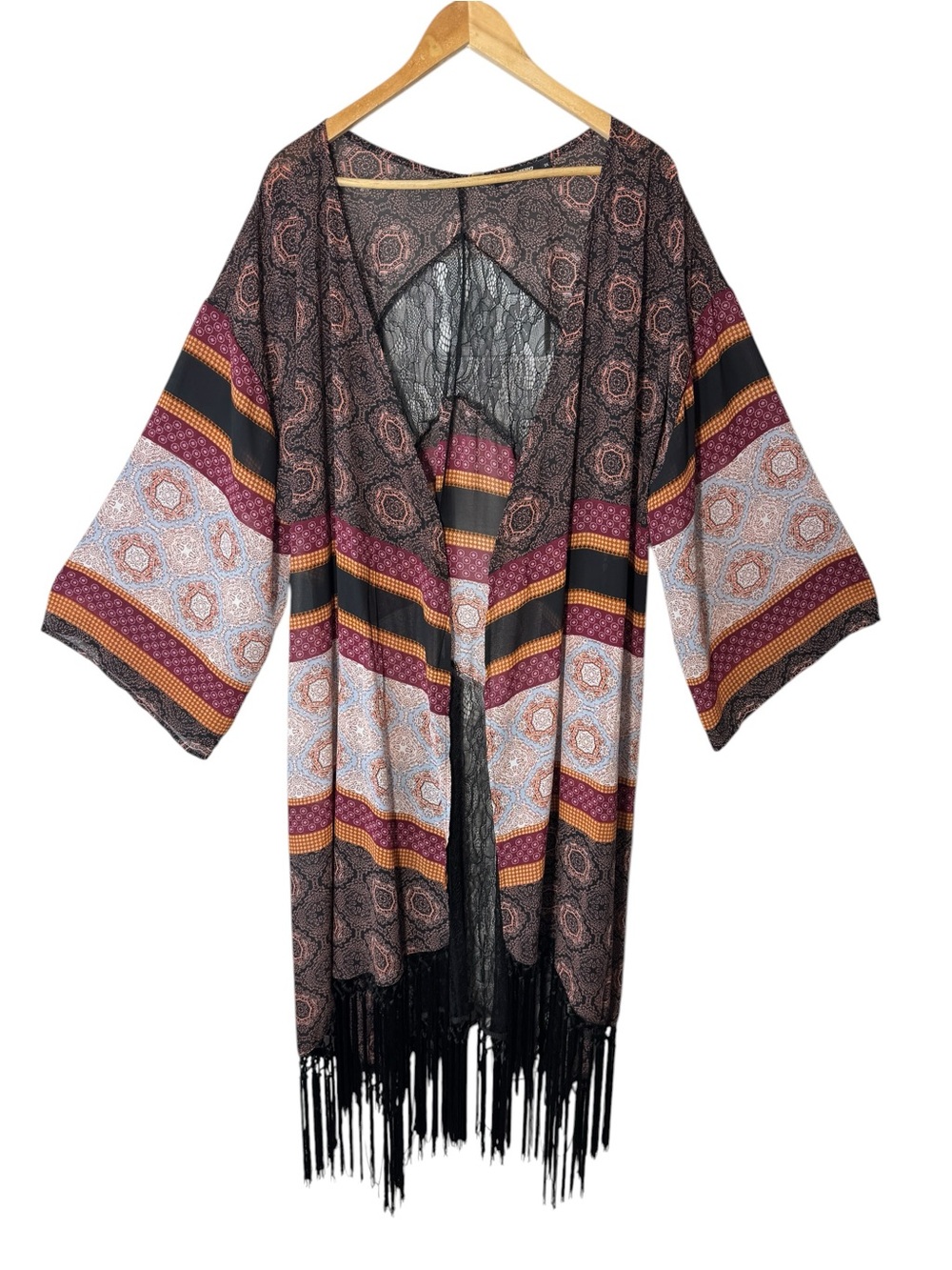 Y2K Point Zero Boho Fringe Duster Size 3x
